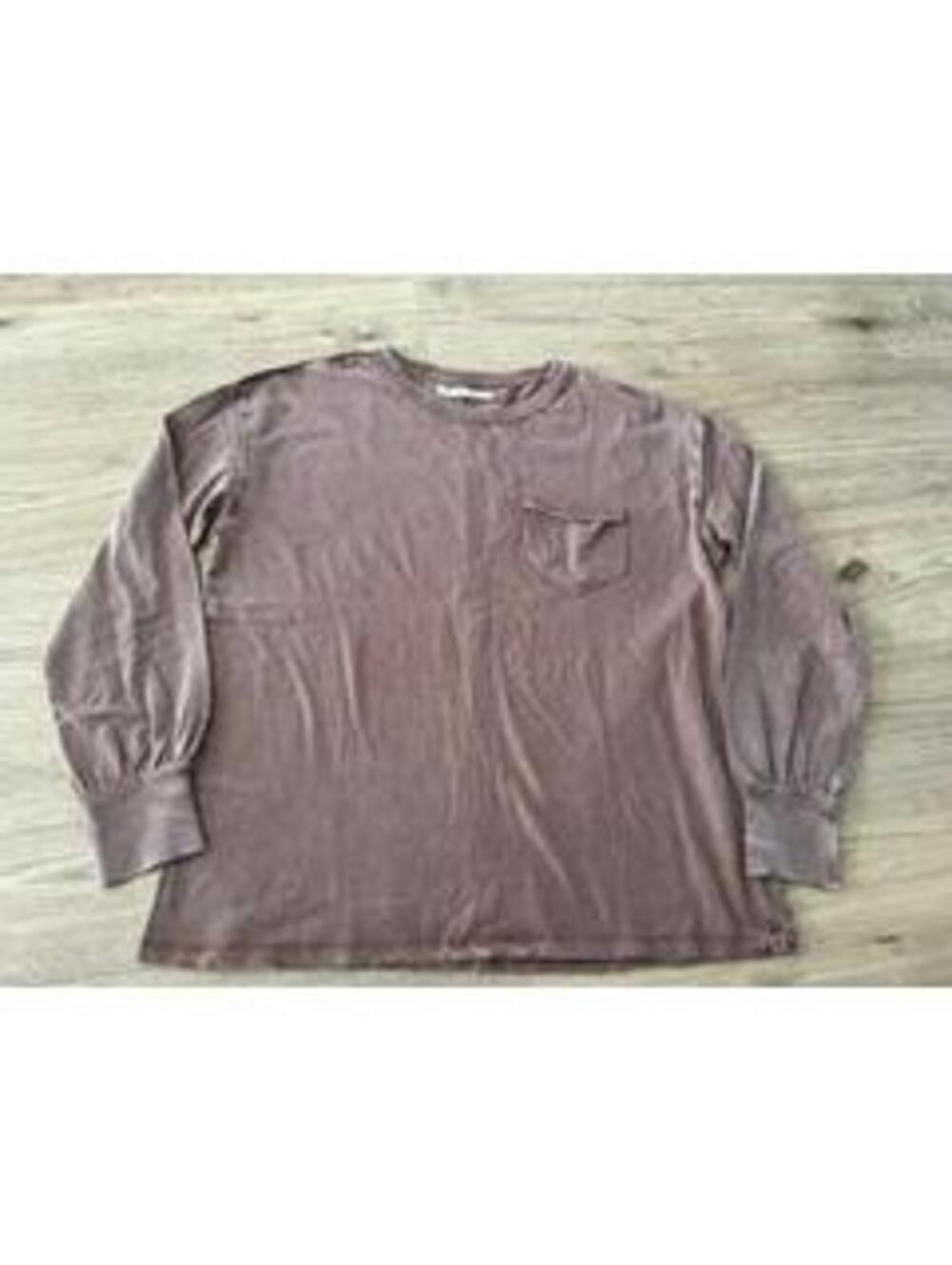 We The Free Free People Long Sleeve Pocket Tee Womens XS Brown Cotton Slouchy